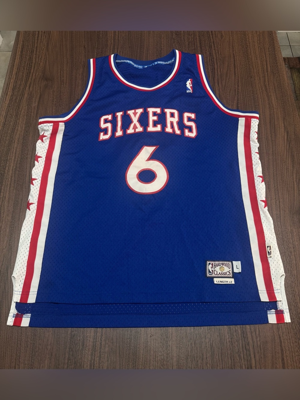 Adidas Hardwood Classics Julius Erving 76ers #6 NBA Jersey Mens Size L Length +2
